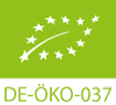 Grünes Öko-Label mit fünf weißen Sternen und der Aufschrift DE-ÖKO-037