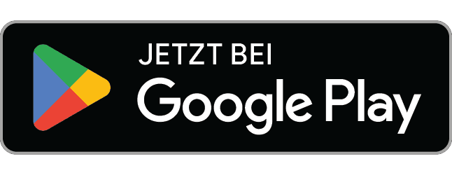 Schaltfläche Jetzt bei Google Play mit Google Play Logo in Schwarz